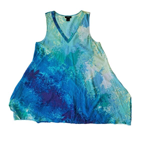 NATORI Floral Stream Sleeveless Cotton Sleep Chemise Blue Multi Small - Picture 8 of 10